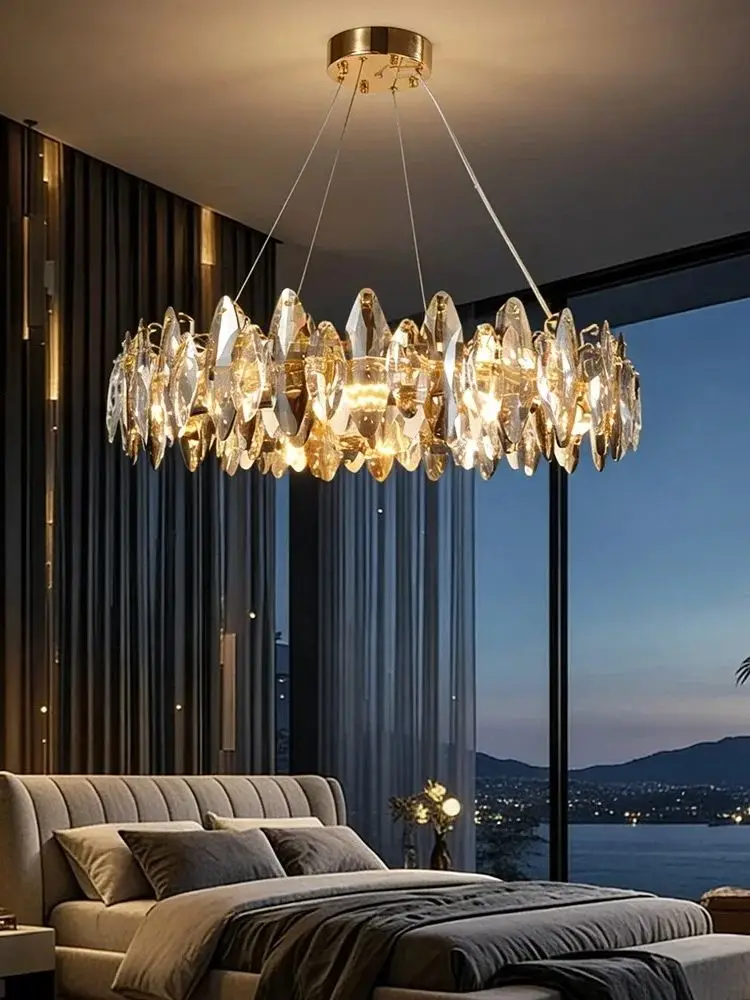 Moderne kristallen kroonluchter, ronde kristallen hanglamp voor slaapkamer, woonkamer, eetkamer, restaurant