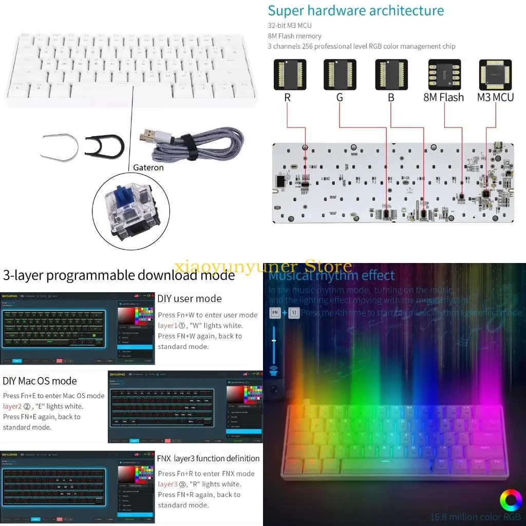 

P9JB SK61 Portable 60% Mechanical Keyboard Gateron Optical Switches Backlit Hot Swap