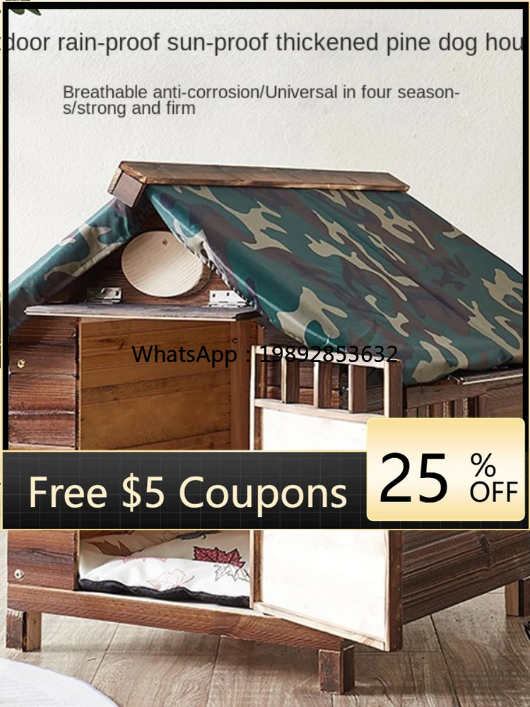 

ZZ Outdoor Dog House Four Seasons Universal Wooden Dog House Pet Bed Medium Large Cage