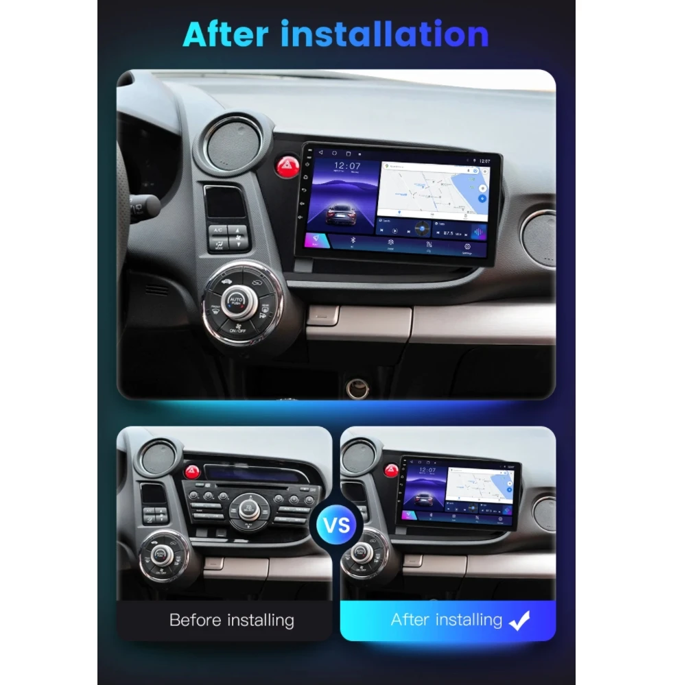 9-дюймовый для Honda Insight 2 LHD RHD 2009-2014 Автомобильный радиоприемник Мультимедийный плеер GPS-навигация Беспроводной Carplay DSP