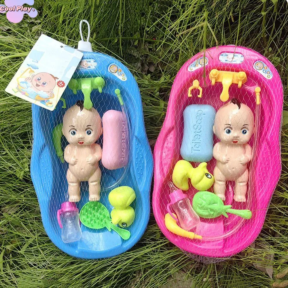 

Realistic Baby Doll Bath Toys Soap Duck Bottle with Bathtub Doll Bath Set Water Floating Educational Shower Toy Kids Toy