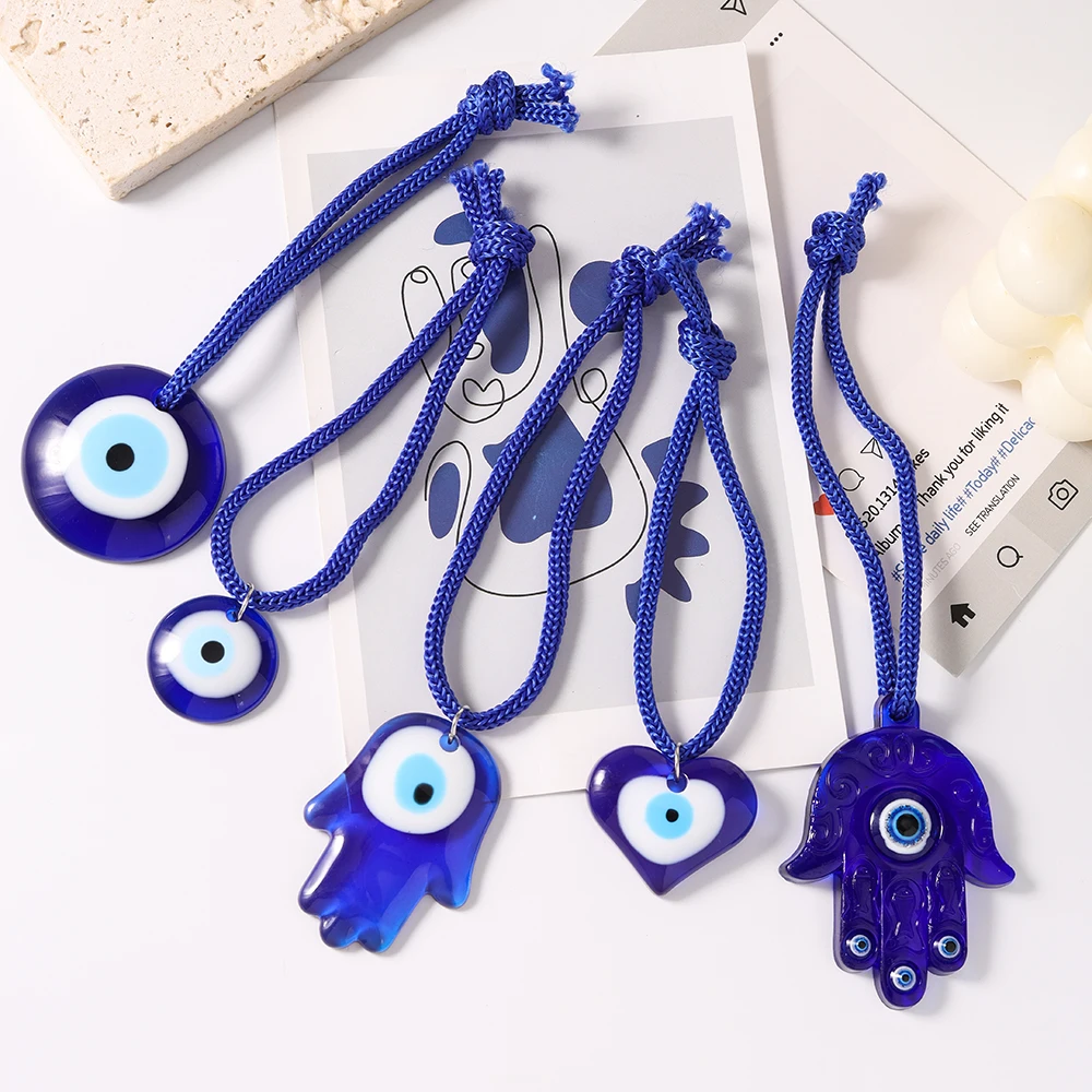 Aihua Bohemia Glücksbringer Türkisches Böses Auge Schlüsselanhänger Hamsa-Hand Blaue Glasperlen Schlüsselringe für Damen und Herren Taschenanhänger Deko-Geschenke – Detail 5