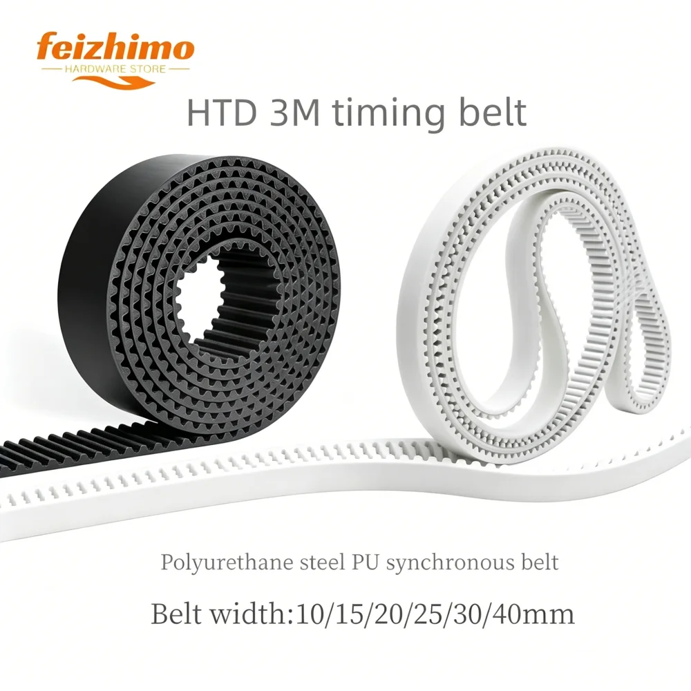 FM HTD3M 3D Printer Accessory Opening Synchronous Bandwidth 10/15/20/25/30/40mm， Polyurethane Steel PU Synchronous Opening Belt，