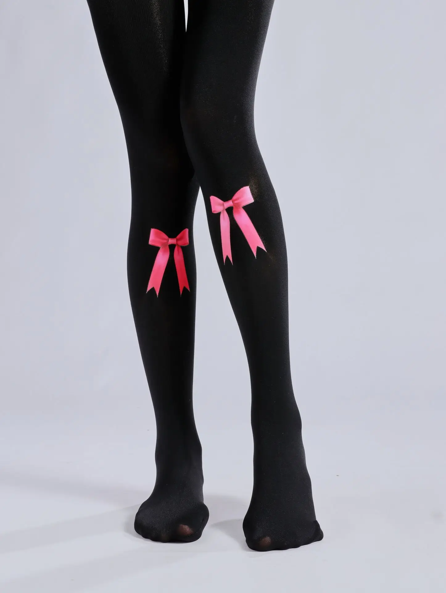 Bow Pattern Printed Pantyhose Autumn And Winter Black With Pattern Base Socks Sexy Pattern Socks