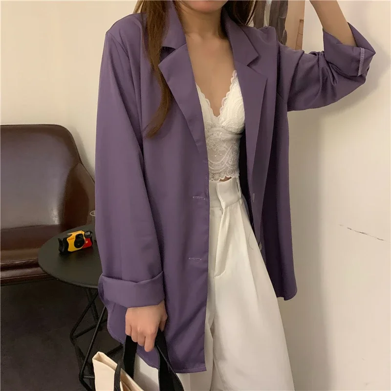 

Blazers Women Spring Notched All-match 5XL Elegant Sweet Korean Style Solid Color Womens Outwears Retro New Leisure Chic Stylish