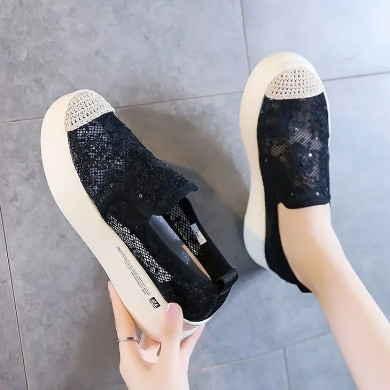 Sandals Women  New Fashion Baotou Sandals Female Lace Thick Sole Breathable Lazy Fisherman Casual Shoes Women zapatos mujer