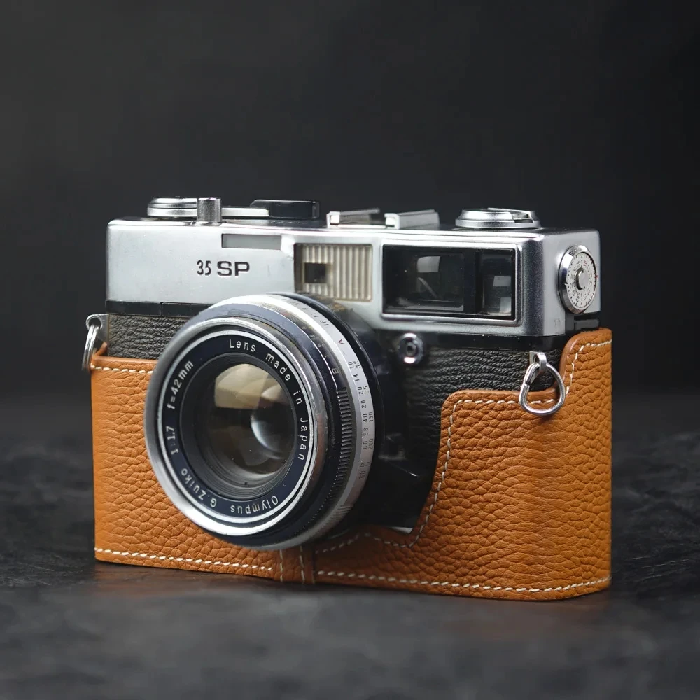 

Получохол из натуральной кожи ручной работы, защитный чехол для камеры, кожаный получехол для камеры для Olympus 35SP, чехол