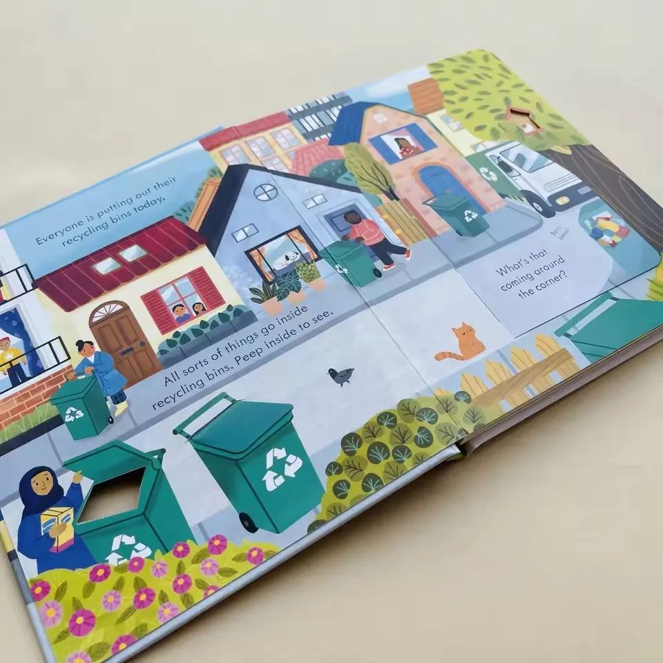 Usborne Peep Inside How A Recycling Truck works English Educational flap Picture Book