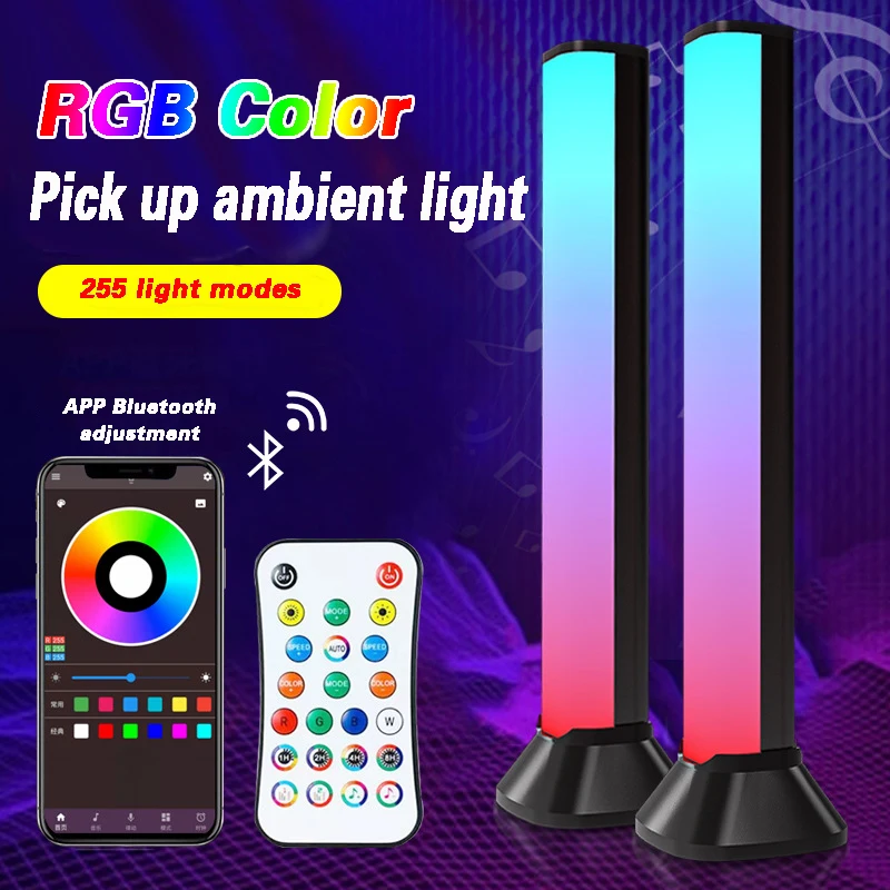 LED 분위기 조명, 스마트 데스크탑 음악 USB 픽업 리듬 라이트, led 바, 침실, 침대 옆 RGB 원격 제어 자동차 분위기 조명