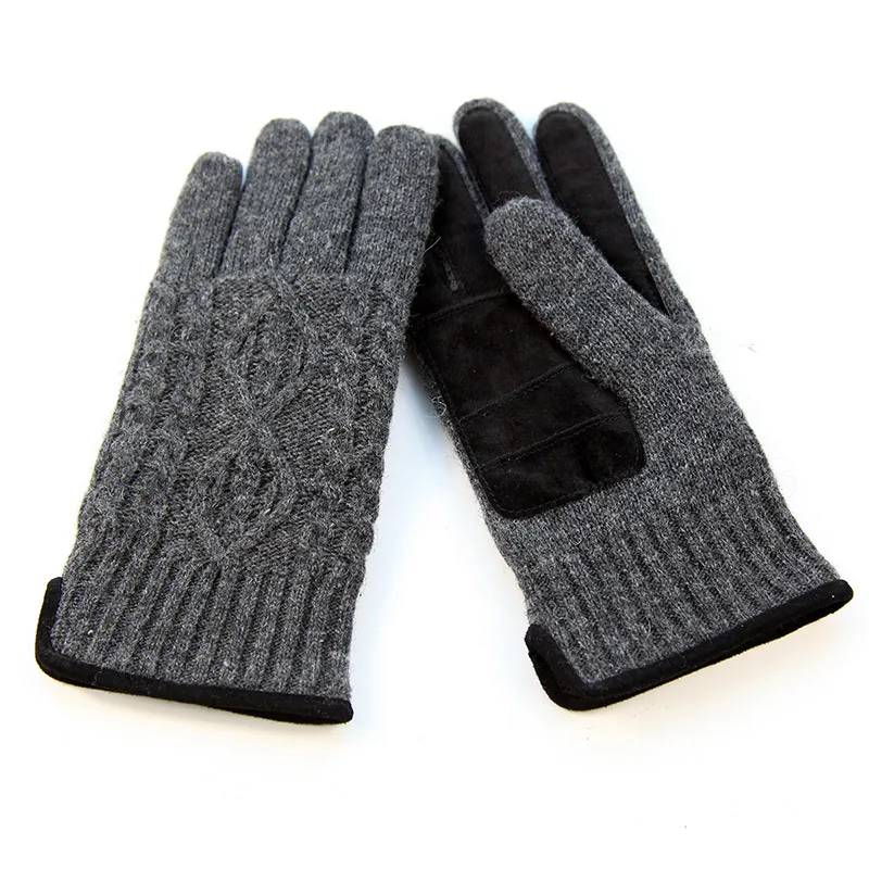 

Men Gloves Autumn Winter Plus Velvet Thicken High Quality Wool Knitted Gloves Male Special Offer WF1913