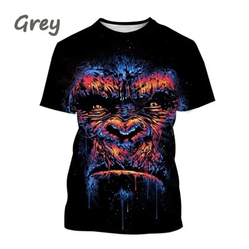 3D Printing T-shirt Animal Chimpanzee Round Neck Short Sleeve King Kong Pattern Men Women Fashion Casual Top Gorilla Tshirt