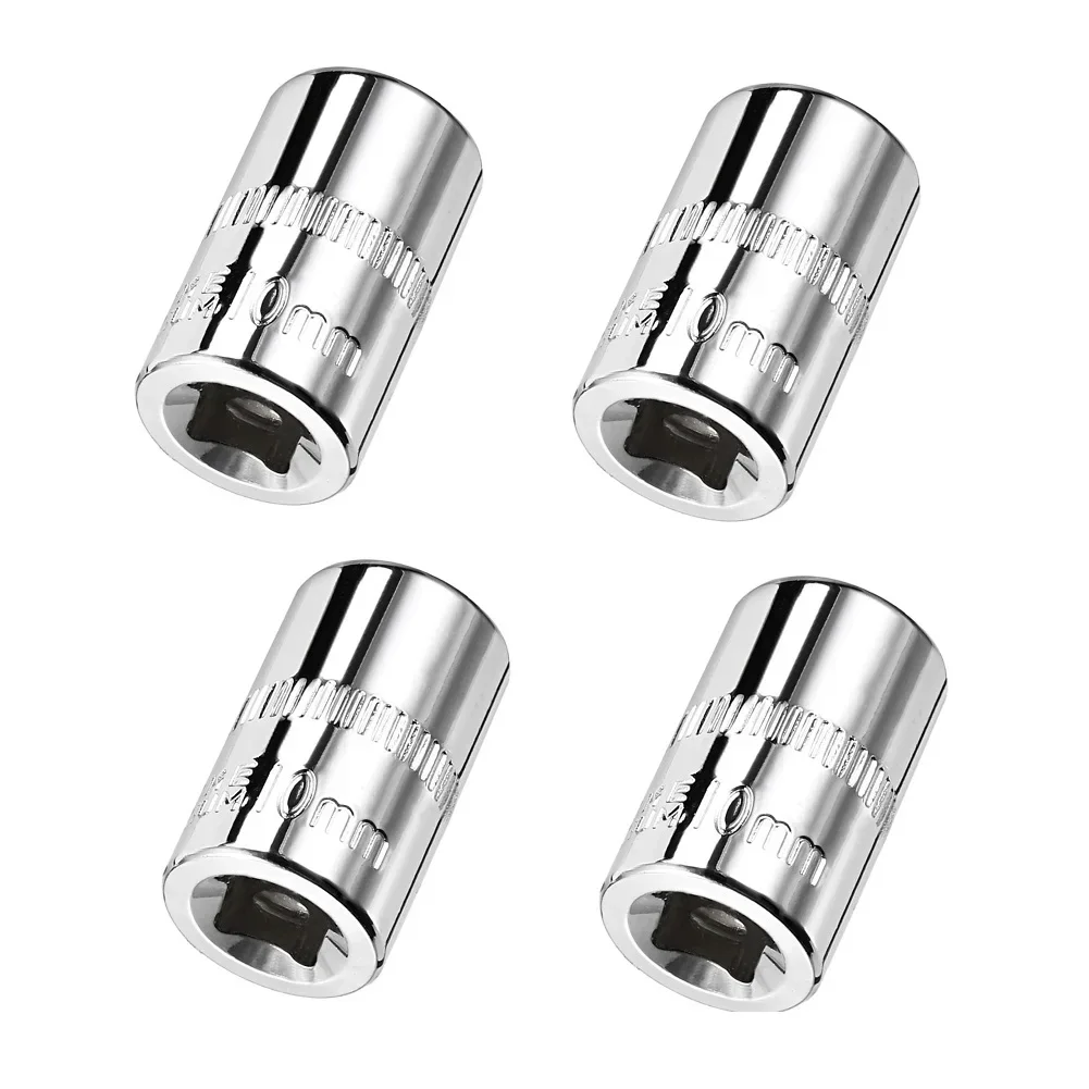 4pcs 1/4-inch Drive 10mm Shallow Socket Repair Tool For DIY Automotive Repairs Hexagon Socket Tool Socket Wrenches Hand Tools