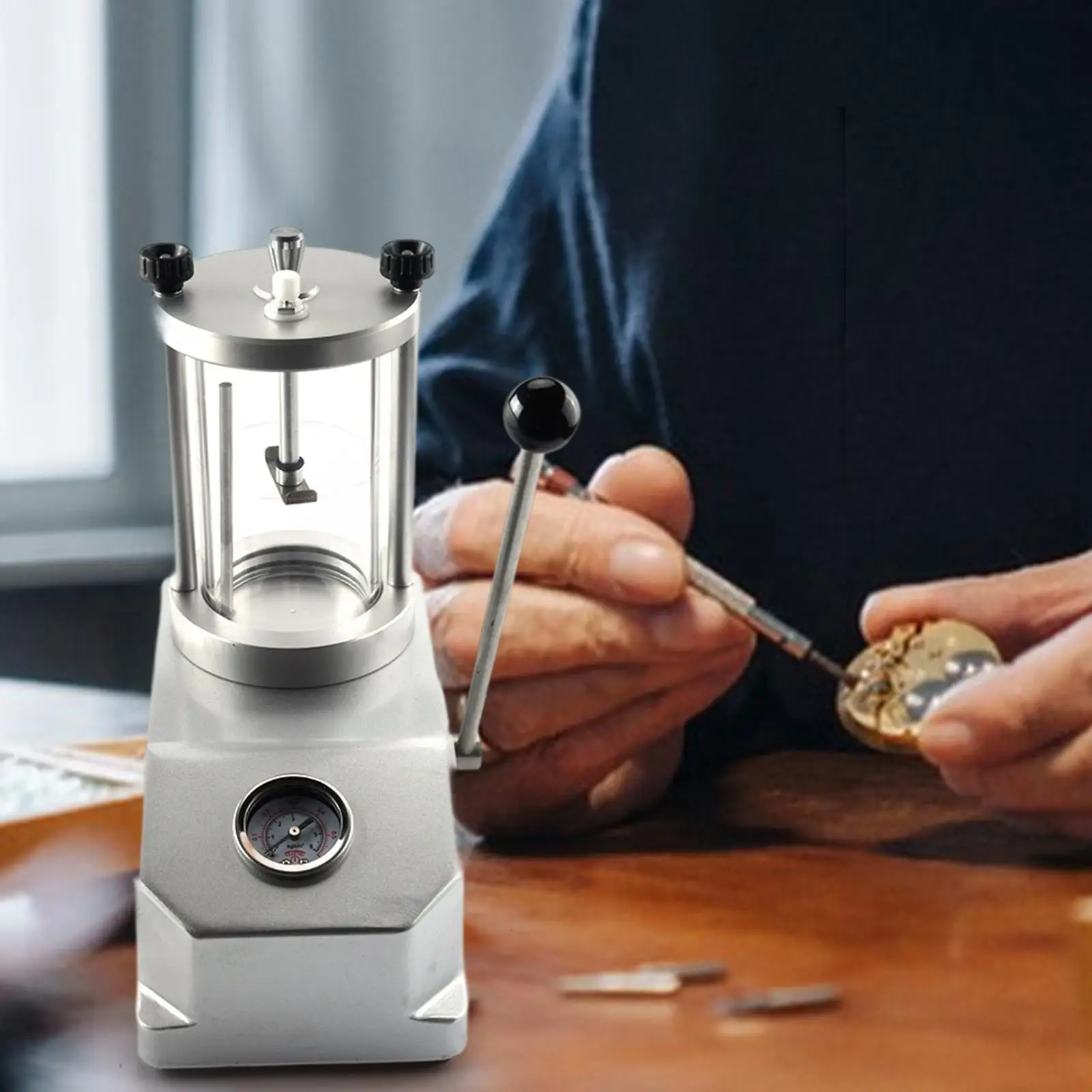 

Watch Waterproof Tester Aluminum Alloy Pressure Resistance Tool for Watchmaker Repair 6 ATM Test Machine