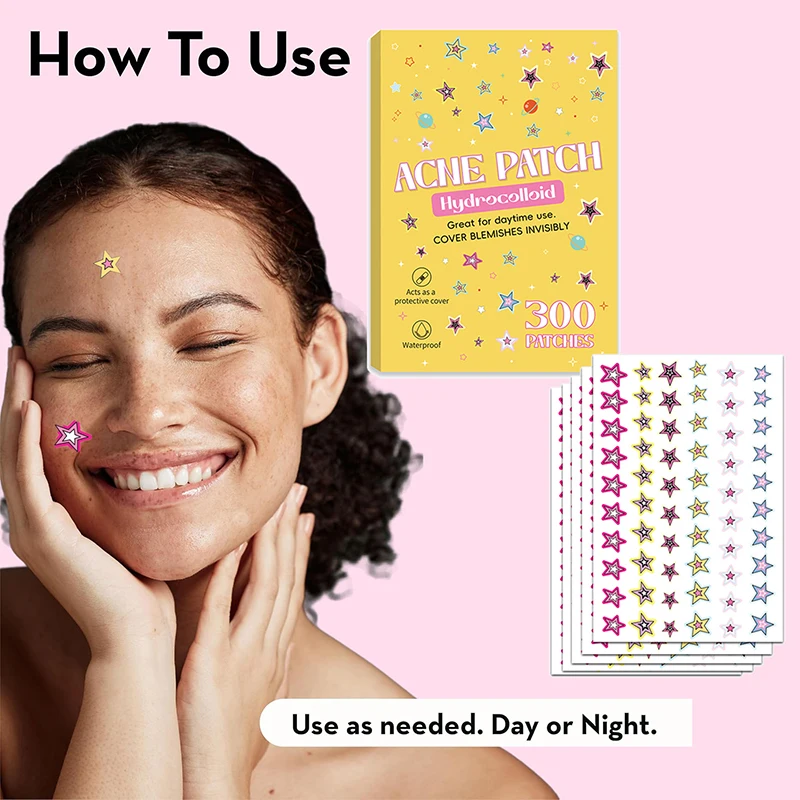 【Peace】300Pcs Star Acne Patch Repair Acne Cleansing Invisible Breathable Waterproof Acne Cleansing Concealer Fade Clean