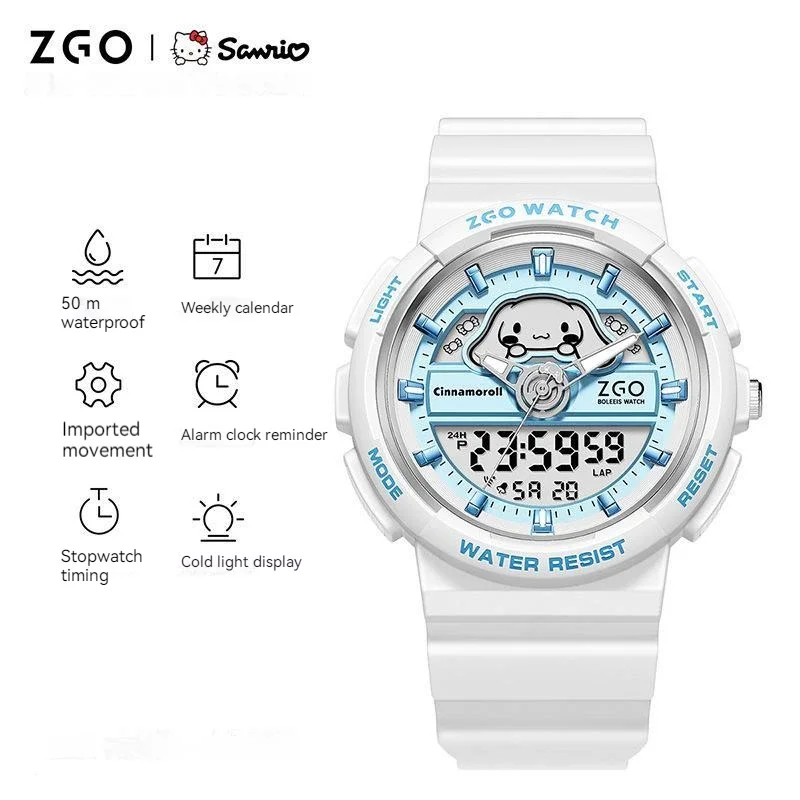 Sanrio Hello Kitty Watch Cinnamoroll Luminous Waterproof Alarm Clock Sports Women Girls Electronic Watches Kids Birthday Gifts