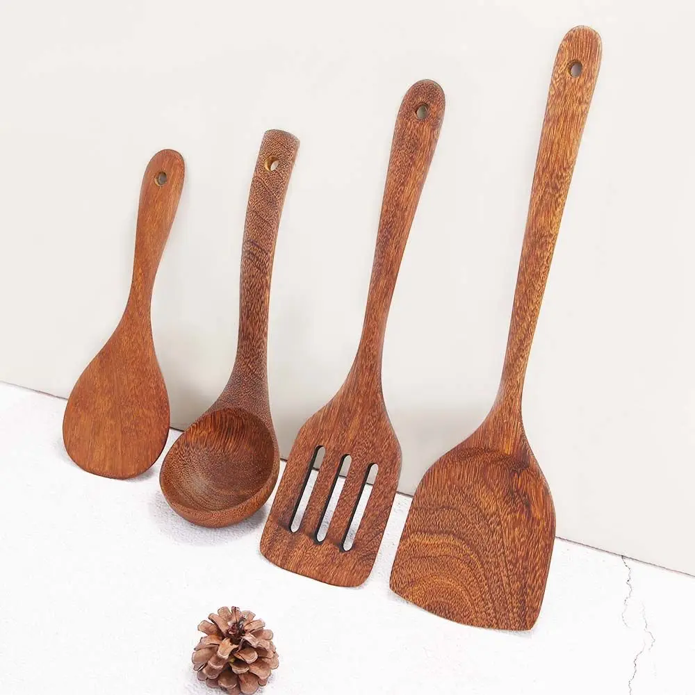 Wooden Meat Kitchen Tools Vegetable Mixing Spoon Cooking Shovel Soup Scoop Ladle Rice Spatula