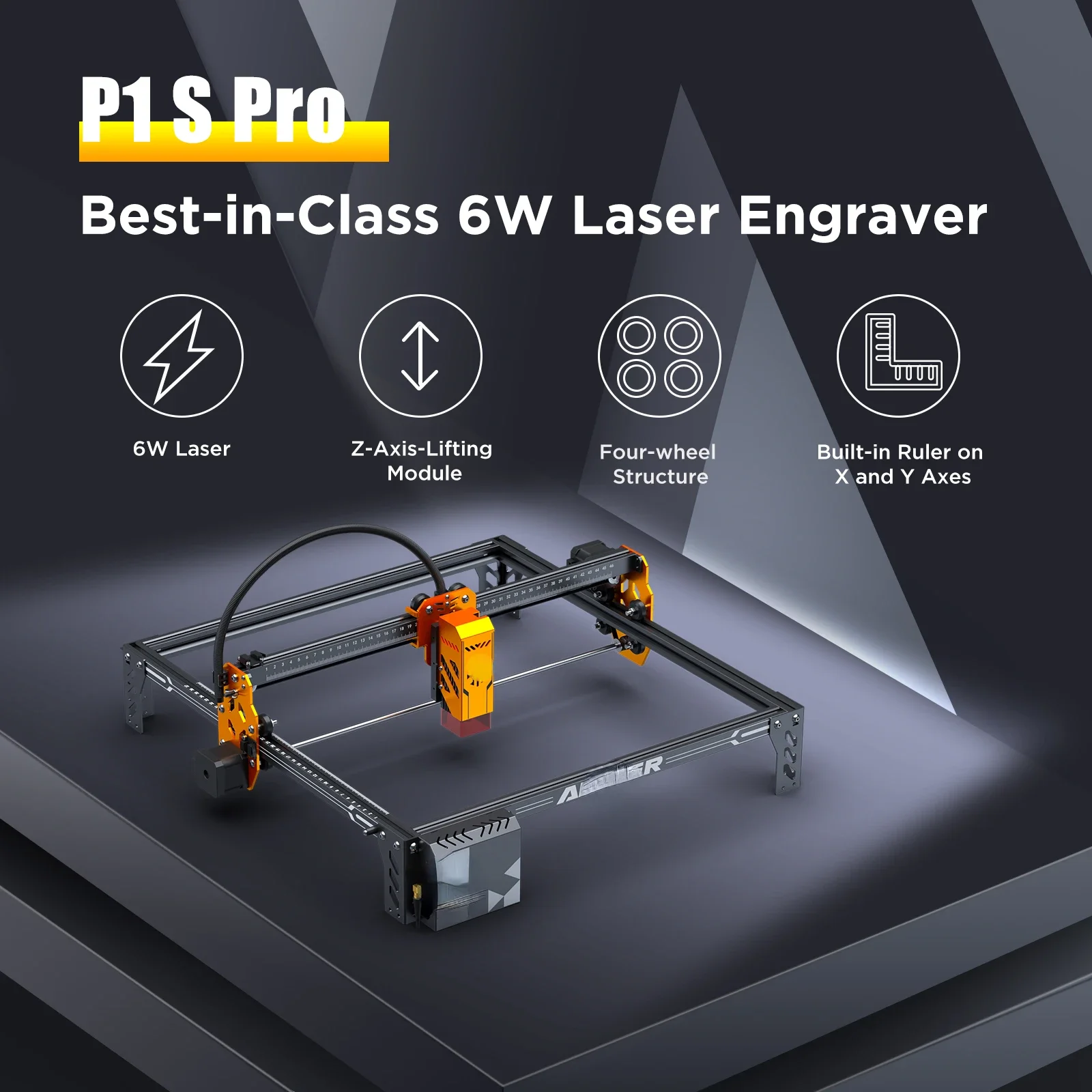 Pro Laser Engraver CNC Blue Laser Cutting Machine 6W Laser Z-Axis Lifting Module  0.01 Engraving Accuracy with Fixed