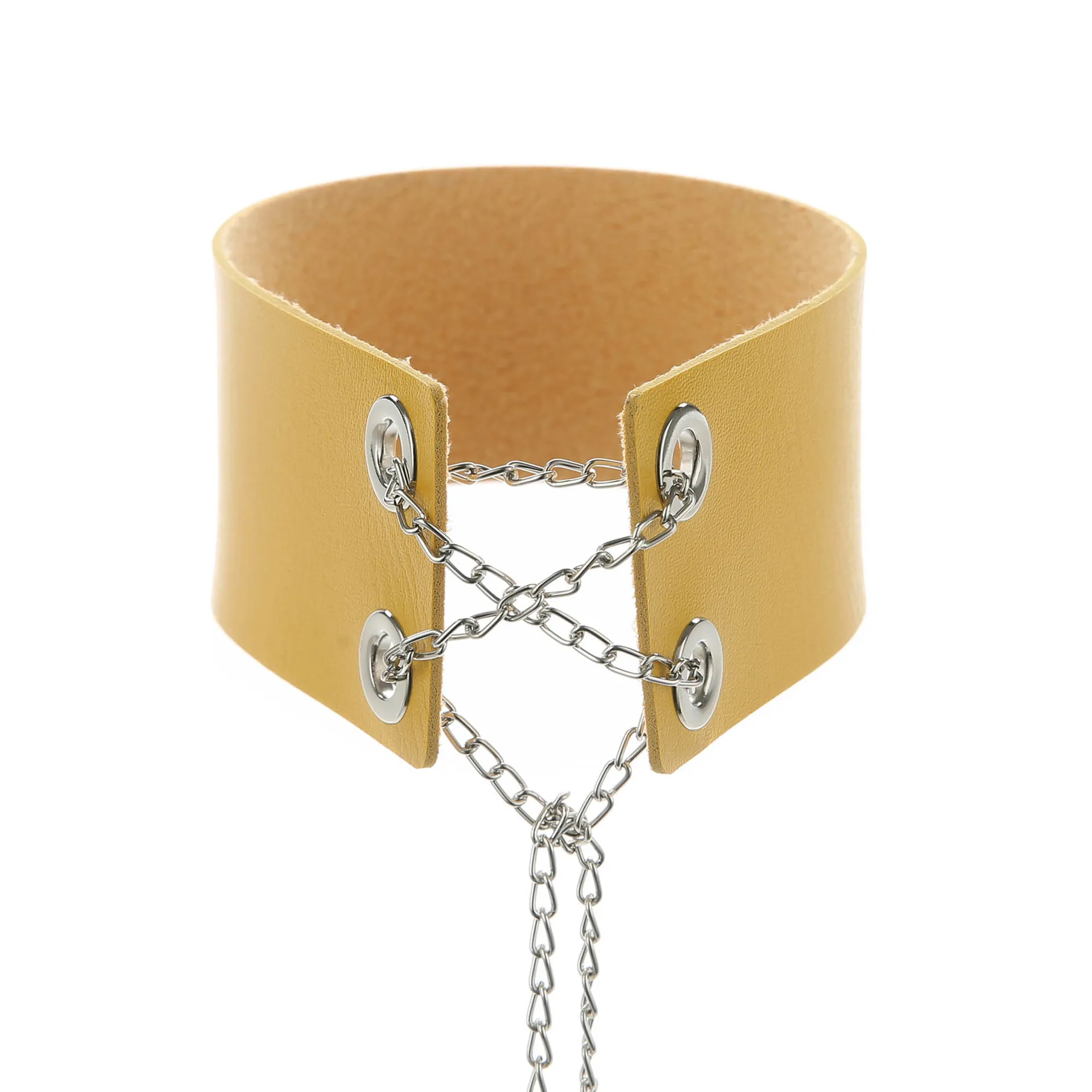 Punk Harajuku Cute Hot Girl Sweet and cool Metal chain Adjustable Multicolored Stainless steel Leather Necklace Clavicle chain