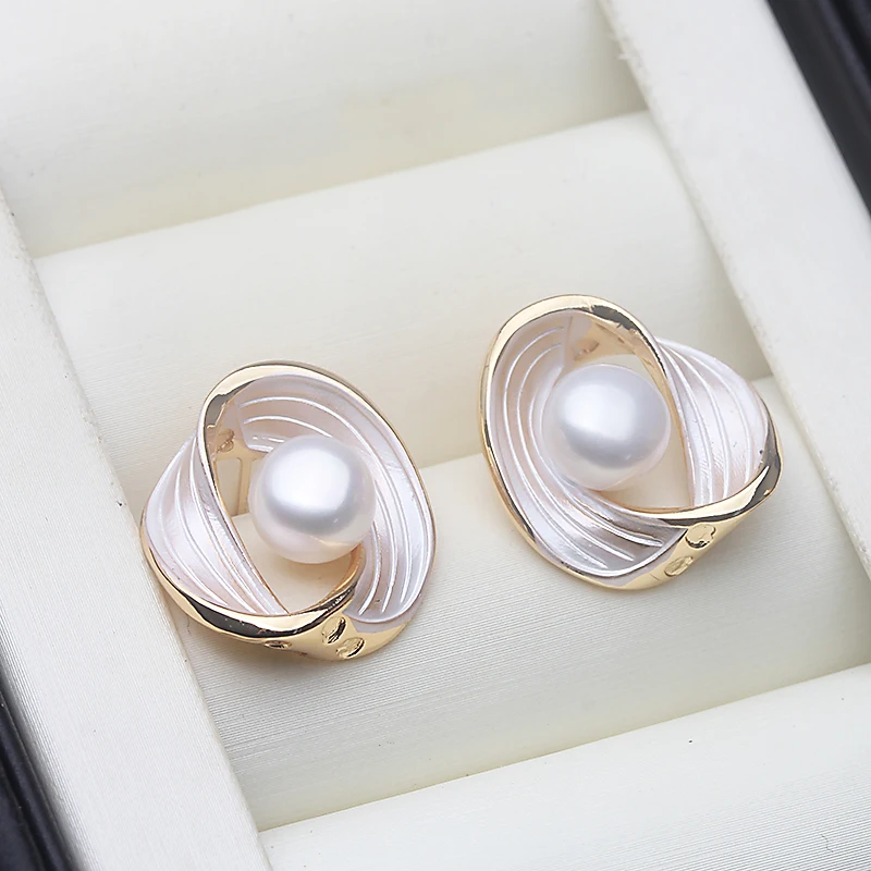

Natural Fresh Water Pearl Earrings 925 Silver,Earrings With Natural Pearls Wife Mother Brithday Gift White Black Drop Shipping