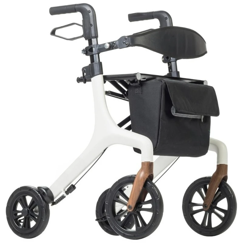 Foldable Rollator Walker with Seat Lightweight 4 Wheels Walking Aid for Seniors Men Women Ultra-Lite Portable Folding