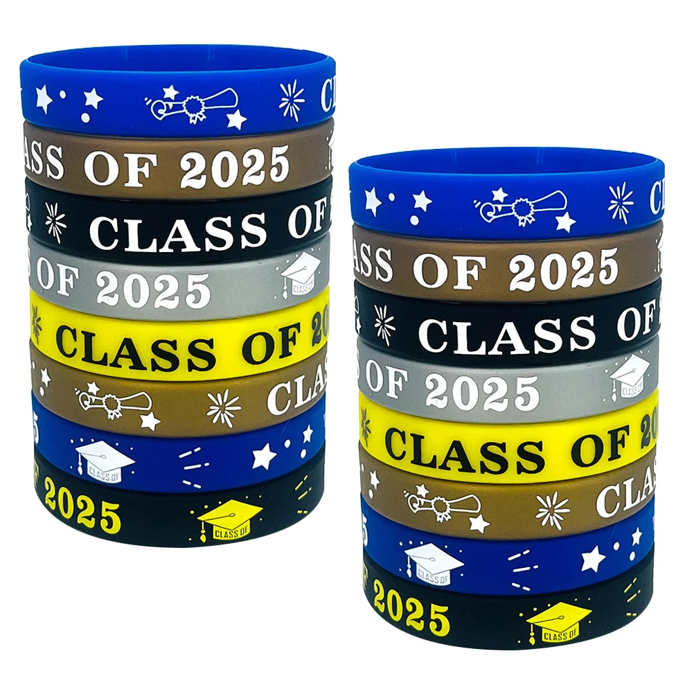 

24 Pcs Graduation Bracelet High School Party Favors Wristband Student Bands Bracelets Rubber