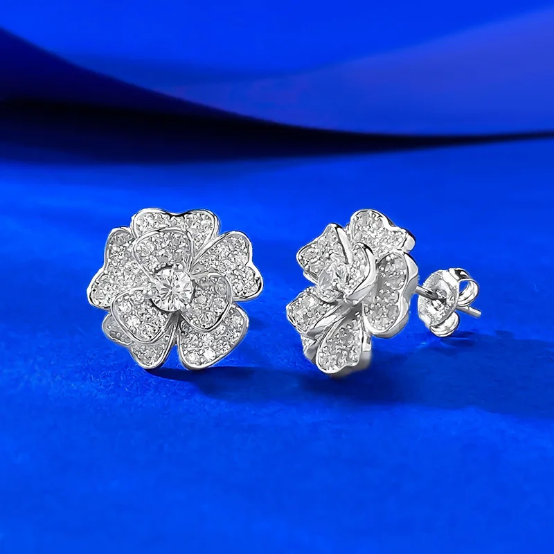 

Luxury Sparkling High-Carbon Diamonds Womens Stud Earrings - 925 Sterling Silver Ear Earrings & Bridal Party Anniversary Jewelry