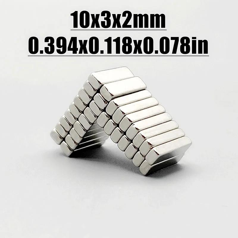 20-1000pcs 10x3x2mm Magnet Neodymium Magnet N35 NdfeB Permanent Magnetic Imanes Fridge Magnets Square 10*3*2 Magnet Accessory