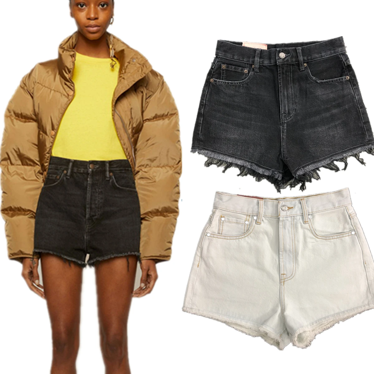 

Jenny&Dave Summer Bermuda Shorts Minimalist Cotton Denim Shorts Retro Washed High Waisted Loose Denim Shorts Women