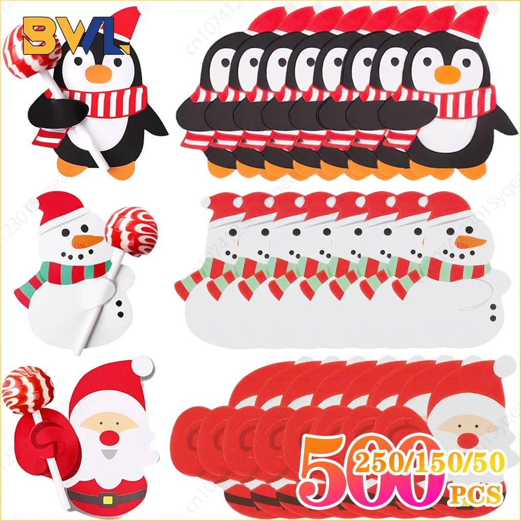

50-500PCS Christmas Candy Gift Packaging Festive Decorative Paper Card Santa Claus Penguin Card Gift Accessory Party Supplies