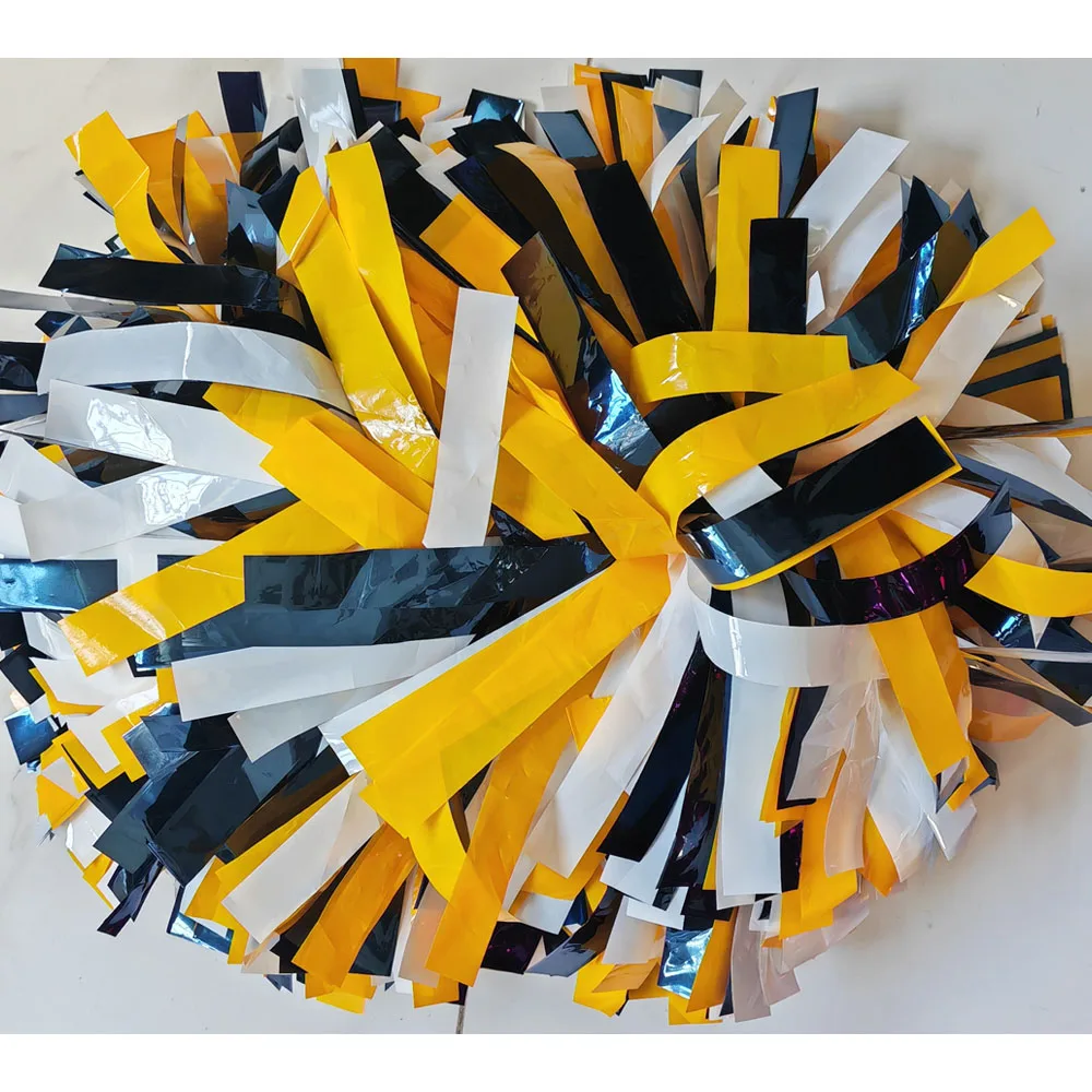 

Professional Cheerleader Pom Pom,baton handle, holographic gold mix hot pink, custom size and color, 1 piece