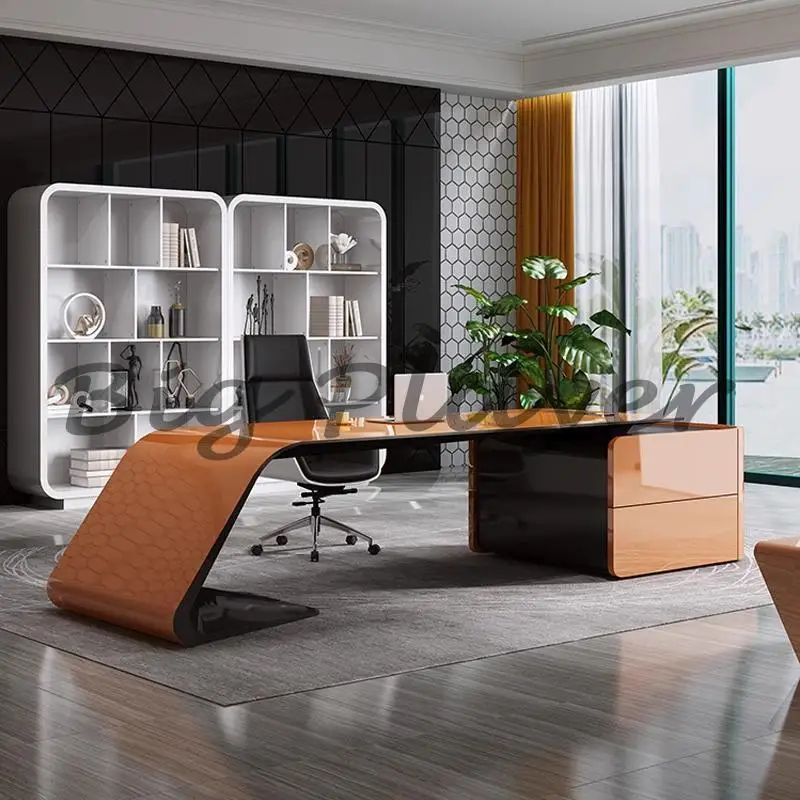 Unique Designer Office Desk Computer Gaming Work Conference Office Desk Boss Unusual Reading Vintage Wooden Bureau Furniture