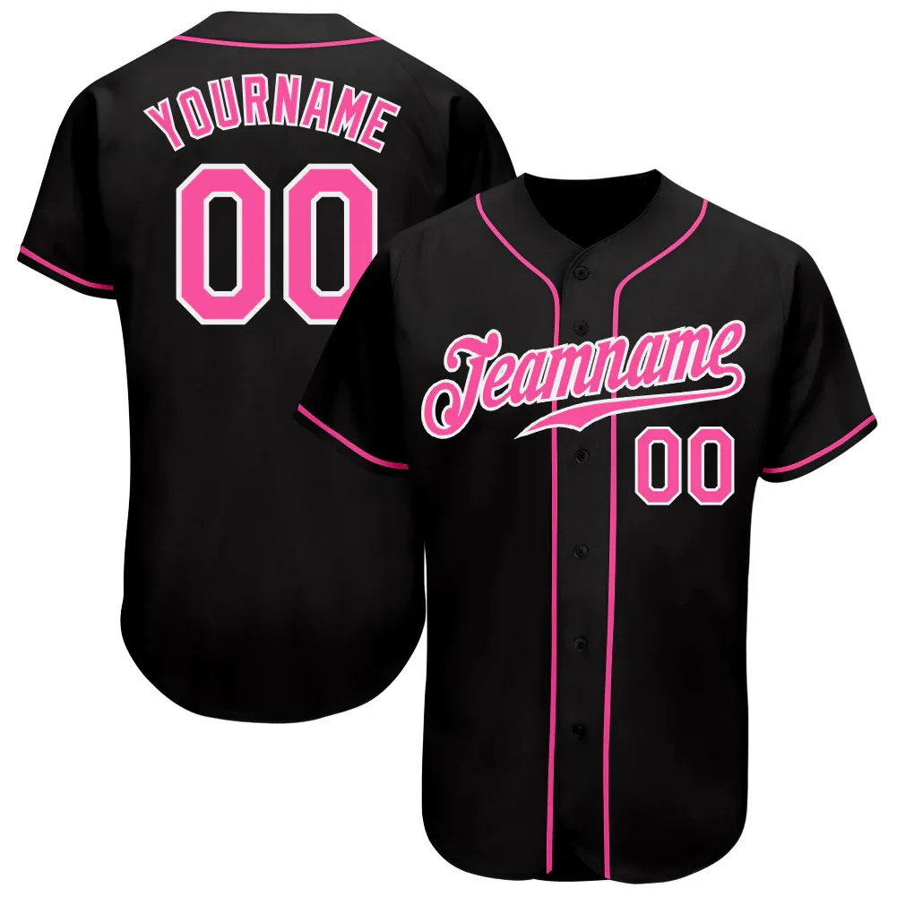 Black Pink Custom Baseball Jersey Shirt 3D Printed for Men and Women Shirt Sport Unisex Tops