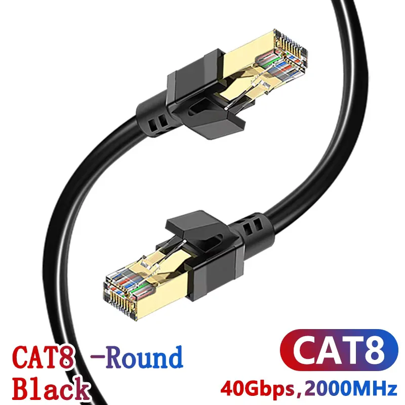 كابل إيثرنت CAT8 40Gbps RJ45 SFTP كابل شبكة الإنترنت 1/2/3/5/10/20 متر كابل سلك توصيل محمي عالي السرعة إيثرنت CAT 8