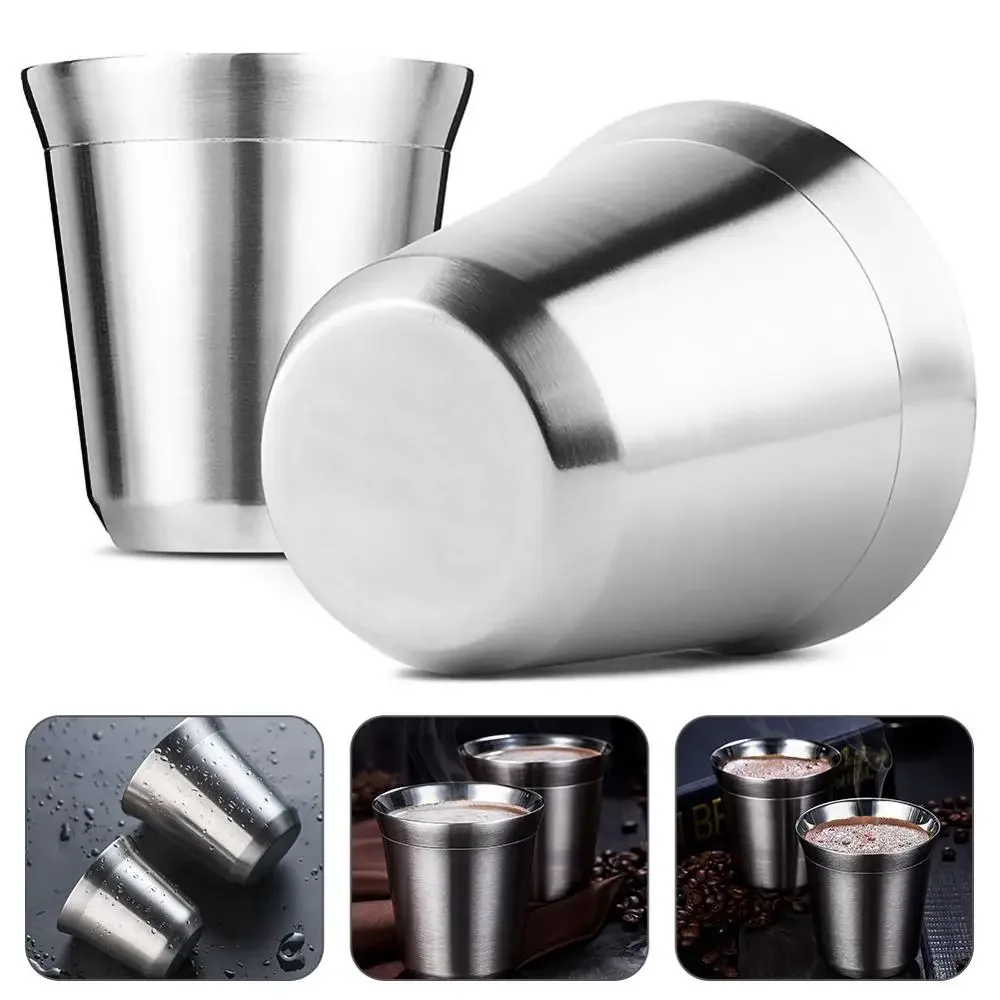 Double Wall Stainless Steel Coffee Mug 80ml/160ml Portable Cup Travel Tumbler Coffee Jug Milk Tea Cups Office Water Mugs