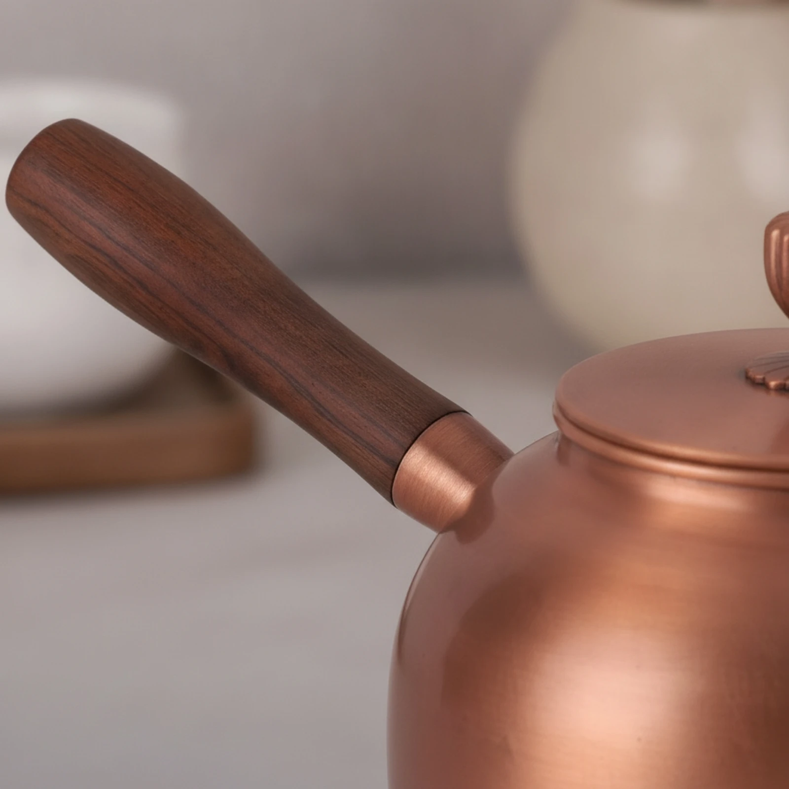 Copper Teapot Handmade Teapot with Wooden Handle Copper Tea Kettle Artisanal