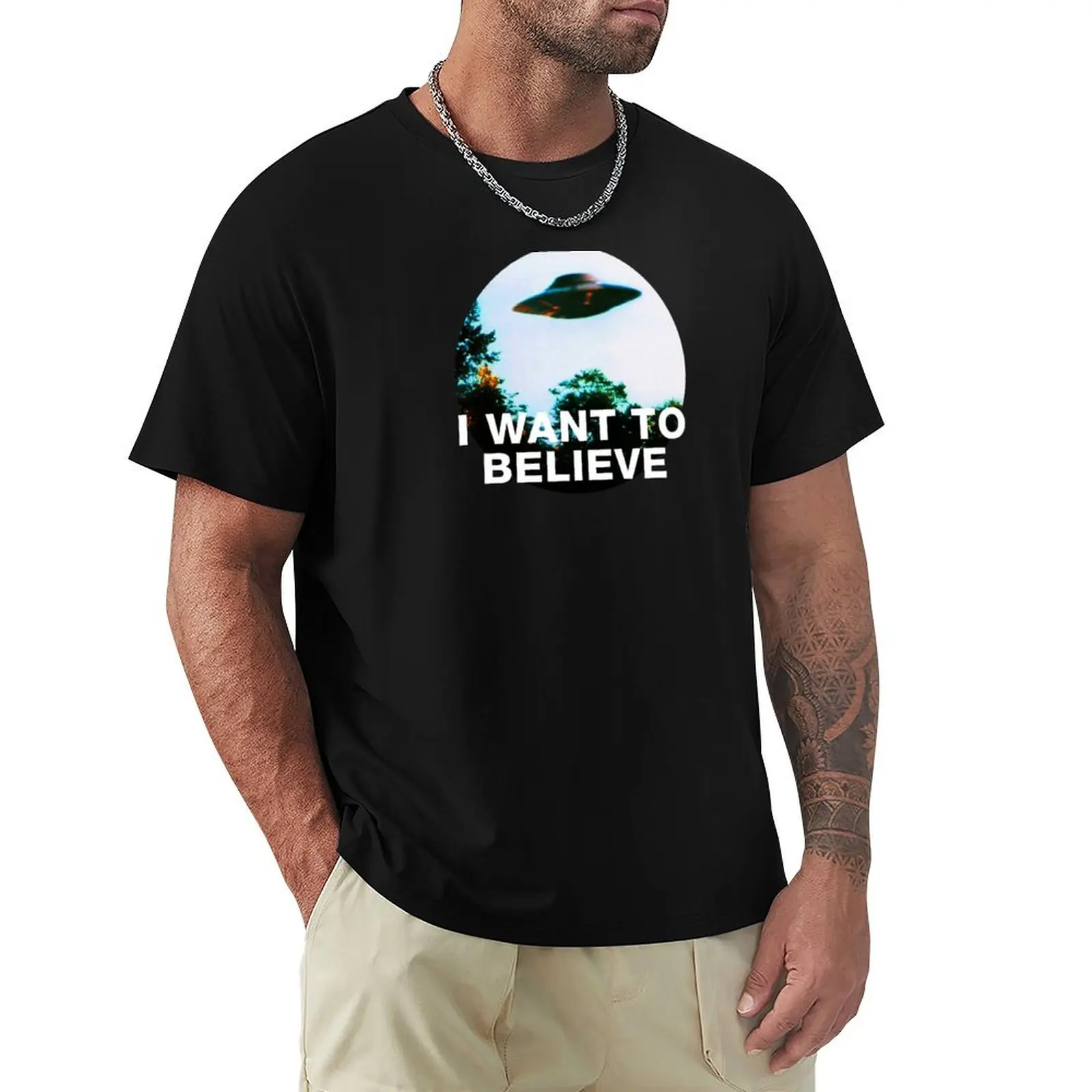 I want to believe. Original The X-Files poster T-Shirt Stylish Print Short Sleeve Tee