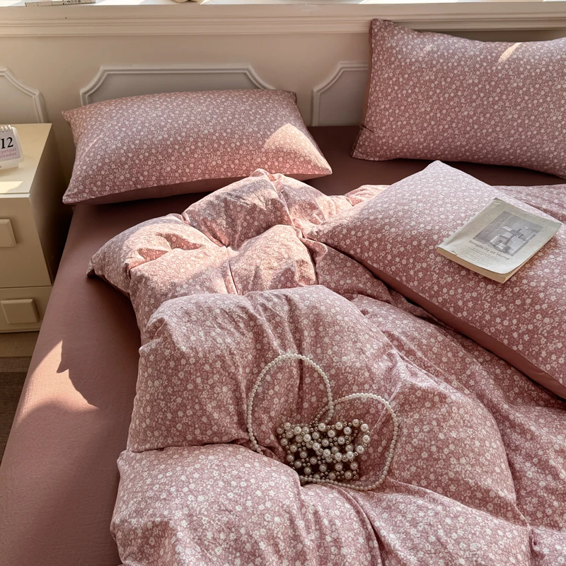 

Floral Bedding Sets Ins Princess Duvet Cover Pillowcase Twin Queen Full Size No Filling Flat/Fitted Sheet Set Home Decor