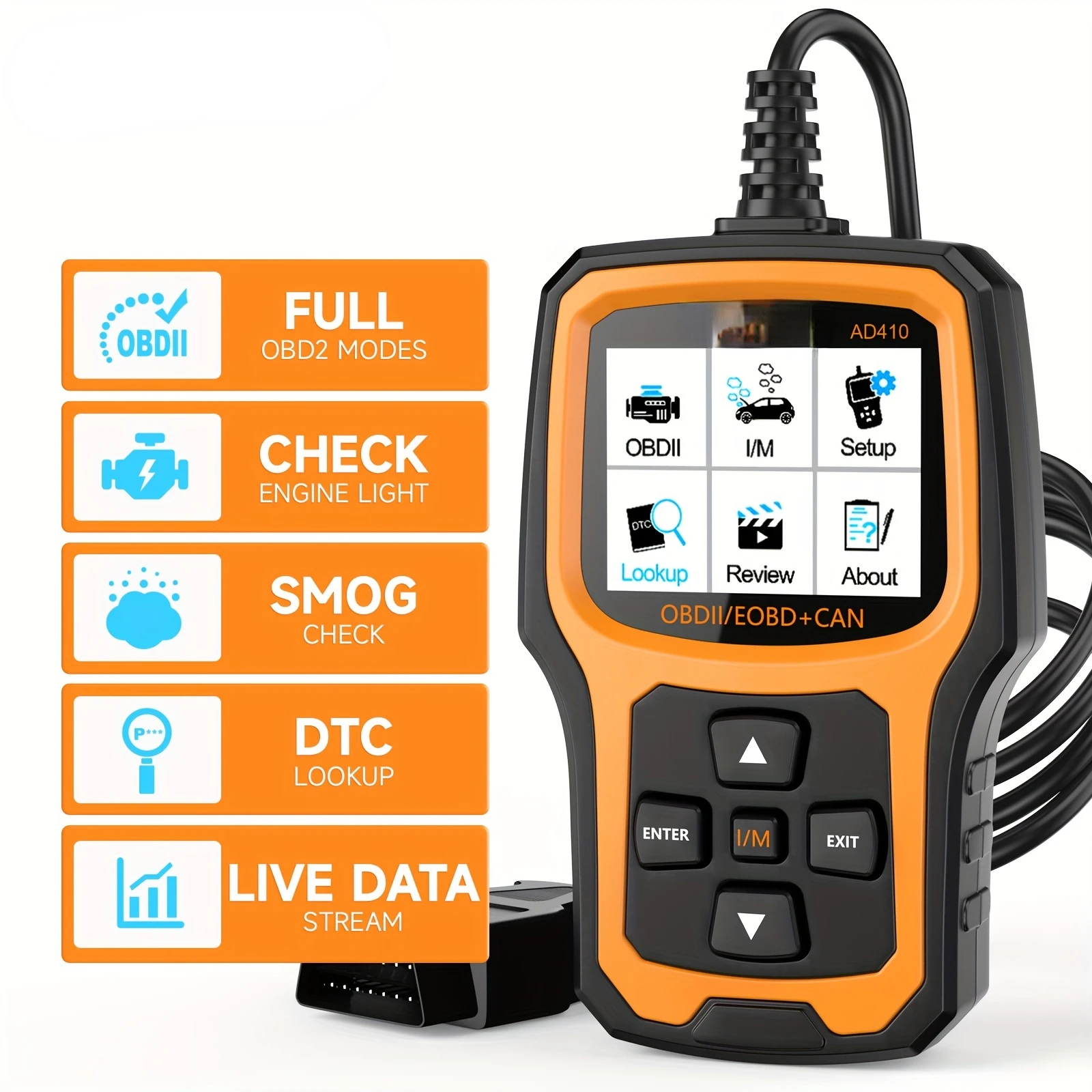 

AD410 OBDII Vehicle Code Reader Automotive OBD2 Scanner Auto Check Engine Light Scan Tool