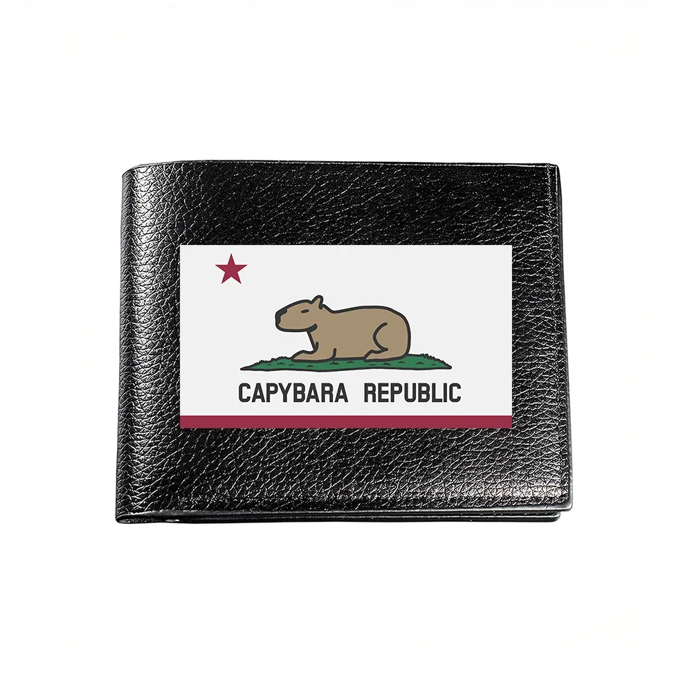 Capybara Republic Flag Design Men S Wallet Card Holder Casual Business Fashion Print Style Accessory