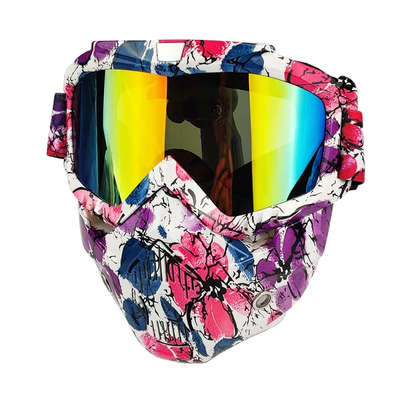 Motorcycle Cycling Face Shield Mask Sakura Pattern Street Hip Hop Face Mask Motorcycle Goggles Mask Open Face Motorcycle Helmet