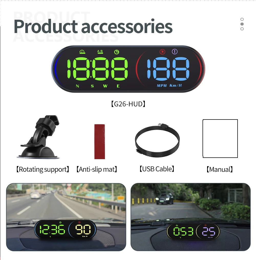 G26 Head-up-Display (HUD) Auto-GPS-LED-Smart-Digital-Tachometer KM/H MPH Übergeschwindigkeitswarnung für LKW SUV Motorrad Zubehör – Detail 19
