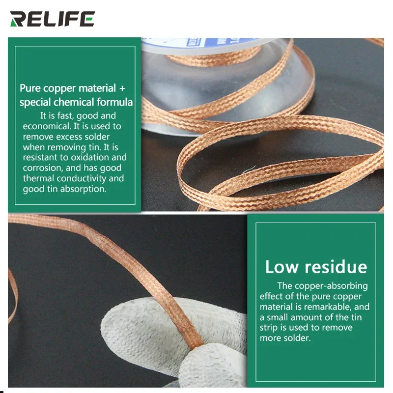 RELIFE 1.5/2.0/2.5/3.0/3.5mm Desoldering Wire Desoldering Wick Suction Tin Wick Solder Braid Wire Tin for Soldering Tools