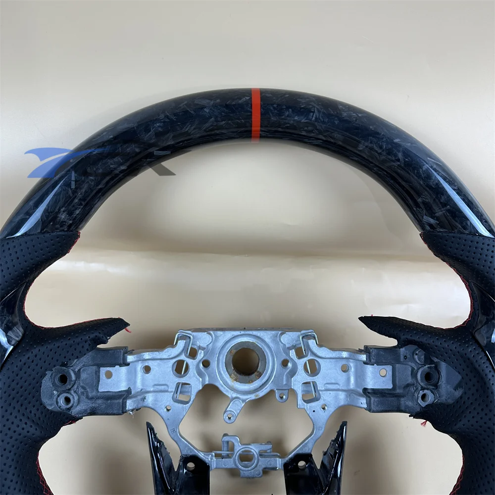 Forged Carbon Fiber Steering Wheel Black Leather Red Stripe for L-exus 2023 2024 2025 2026 Models Performance Auto Accessory