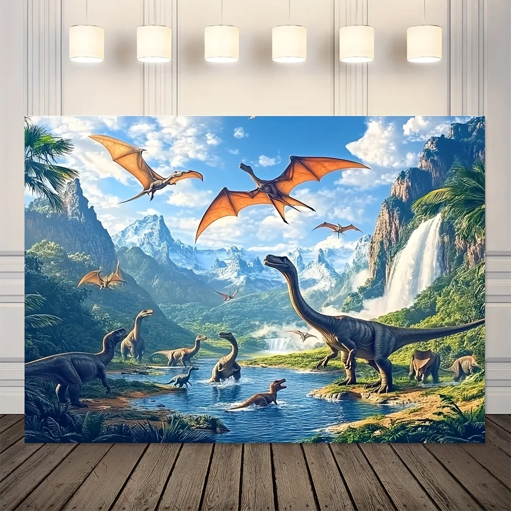 1pc Jurassic Dinosaur Adventure background, 100% durable polyester party decorations, universal holiday theme