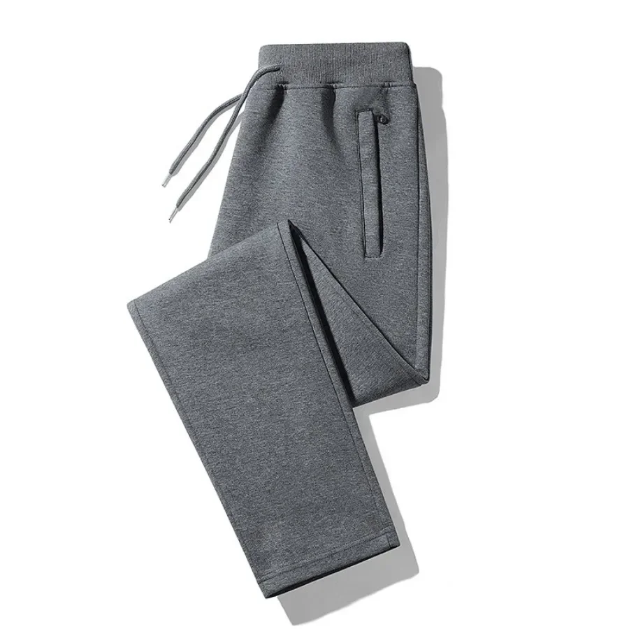New 2024 Men's Casual Sport Pants Breathable Comfortable Solid Long Pants Zipper Pockets Design Loose Large Size Pants for Men