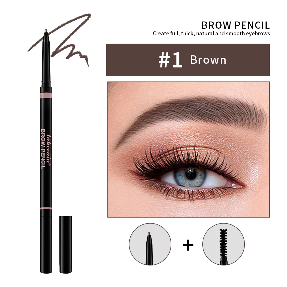 Penna per sopracciglia liquida ultra fine a lunga durata Penna per sopracciglia a doppia testa opaca impermeabile Matita per sopracciglia marrone scuro con pennello per trucco