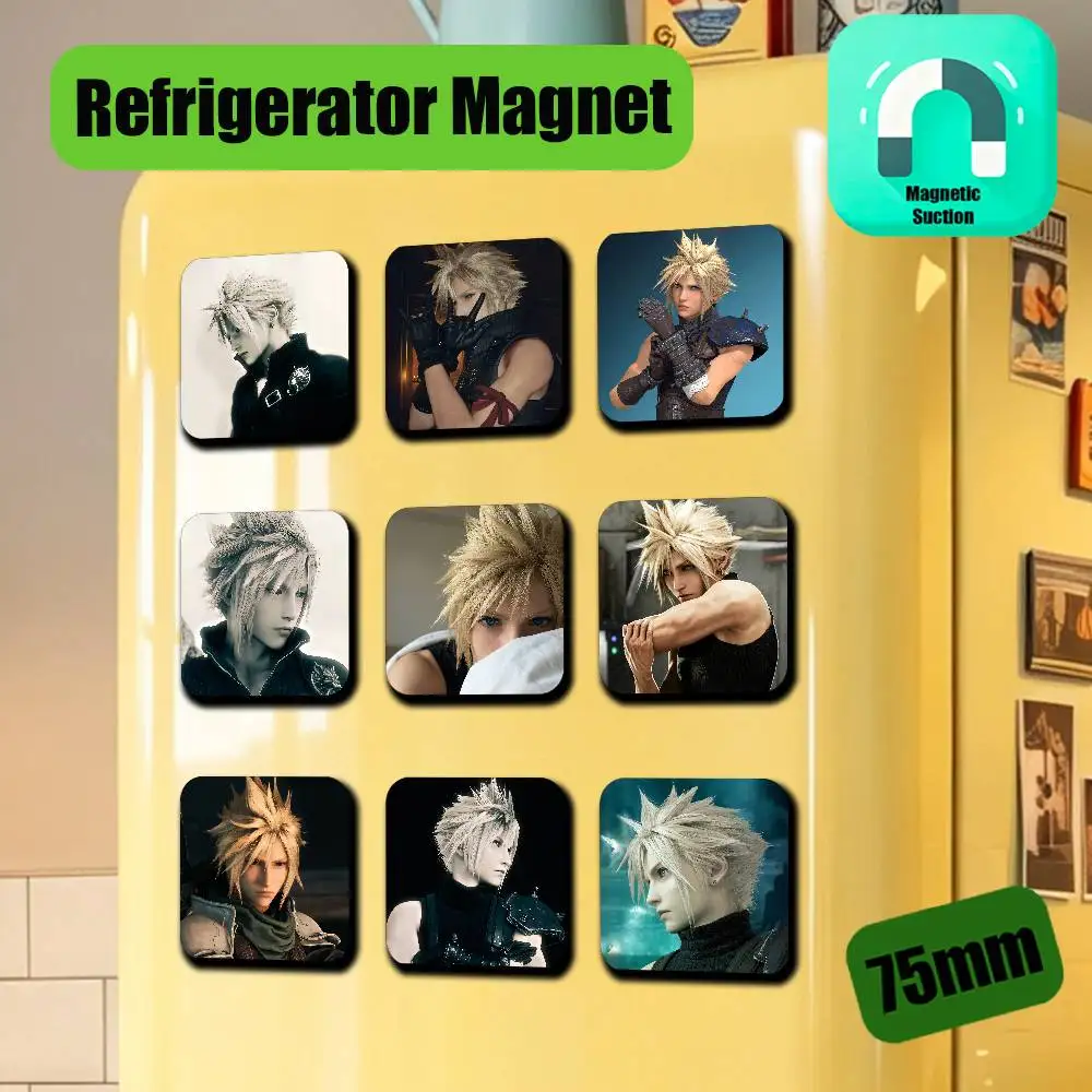 For Final Fantasy Cloud Strife Refrigerator Magnets Metal Icebox Cabinet Custom Fridge Magnetic Card Cover