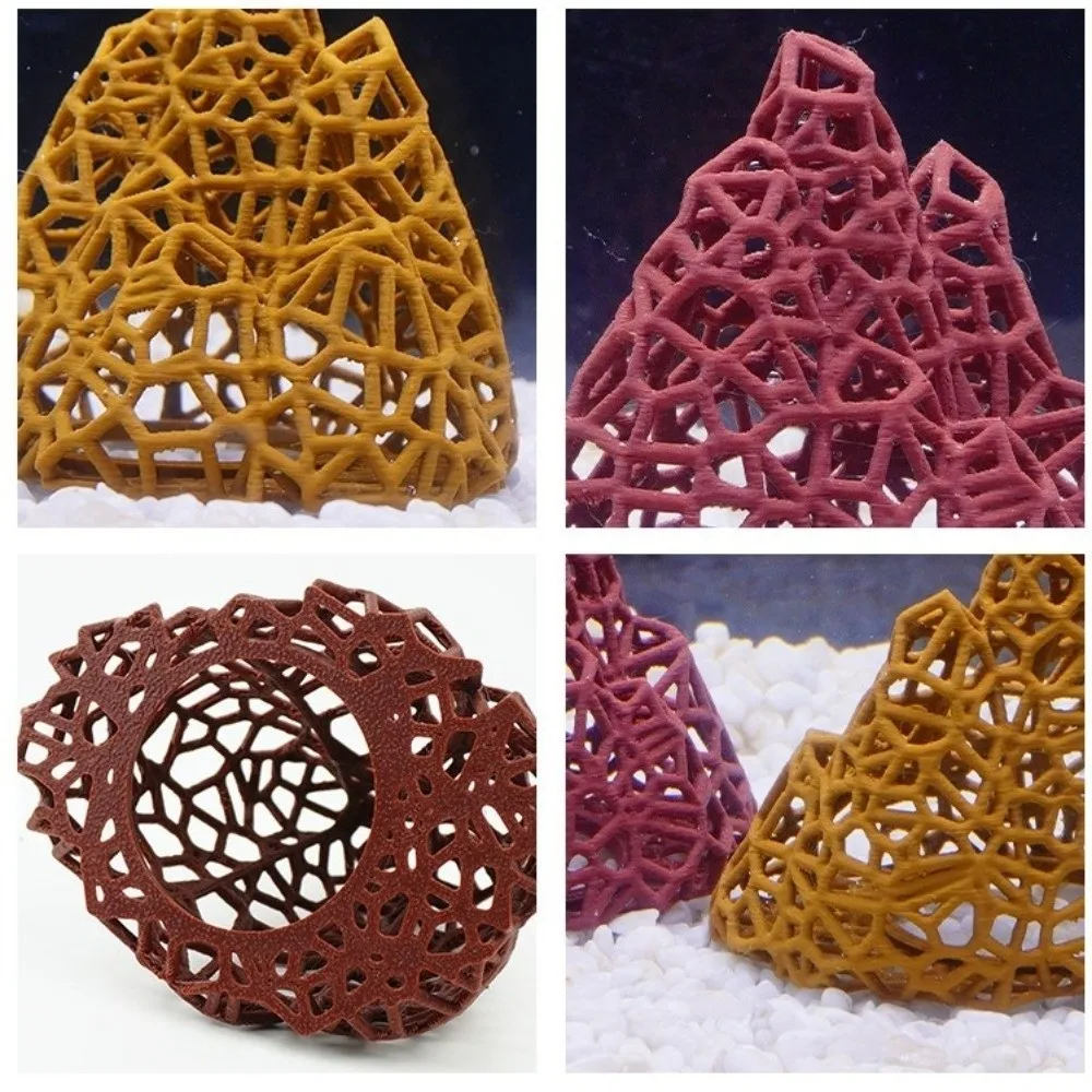 3D Printed Fish Shrimp Hideout Shelter Plastic Natural Look Shrimp Hiding Place Hollow Out Grid Multi-level Betta Habitat