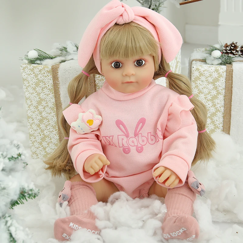 55cm Reborn Doll Body Silicone Can Bath Children Toys Reborn Baby Girl Princess Waterproof  Golden Hair Simulation Newborn Doll