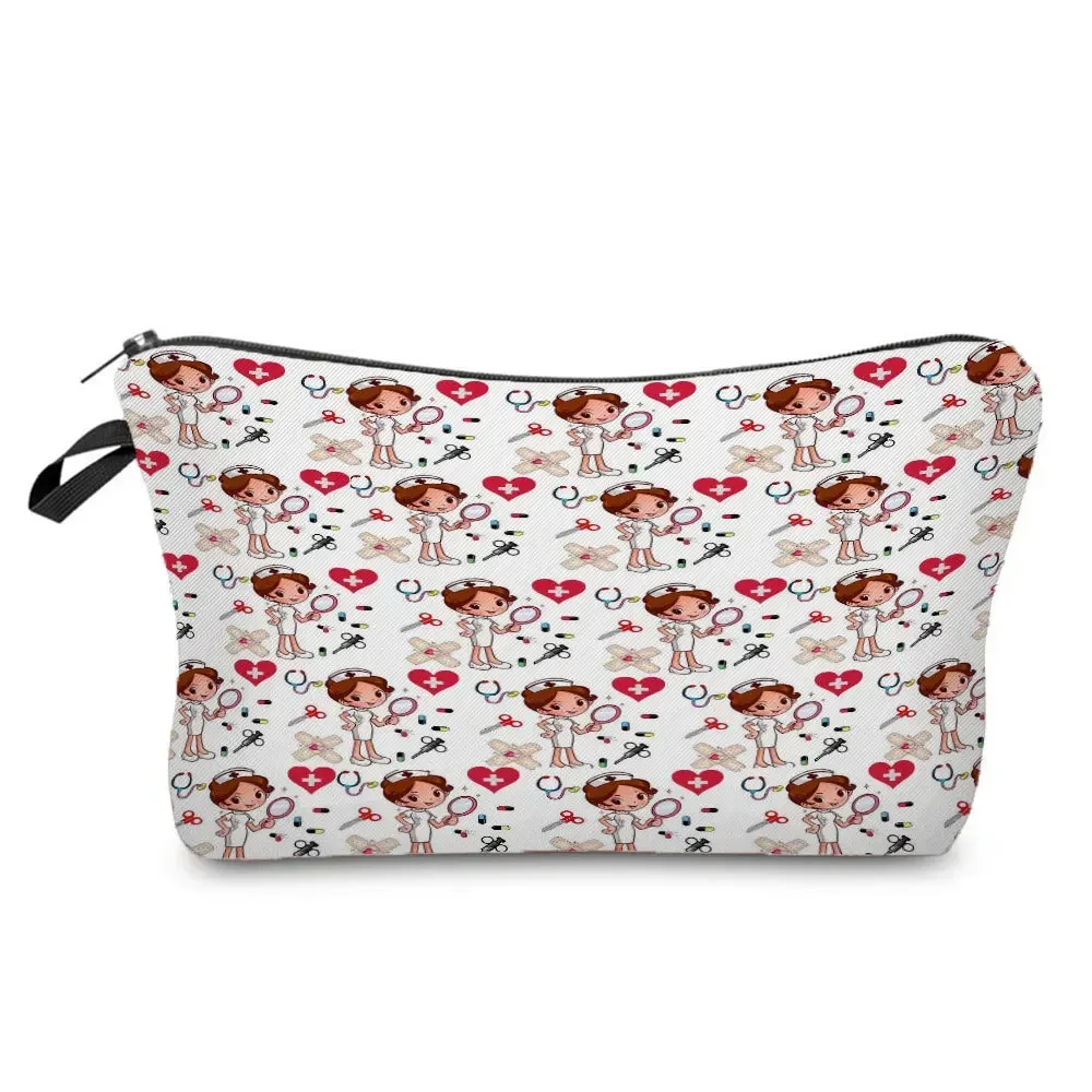 Imagem -02 - Linda Bolsa Estampada Floral para Enfermeiras Troca de Cartão Fone de Ouvido Suporte de Papelaria Bolsa Cosmética à Prova Dágua Bolsa de Viagem ao ar Livre